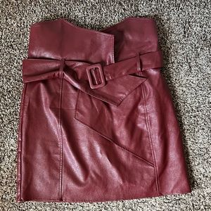 SHEIN red pleather mini skirt with belt